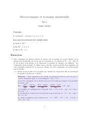 Td Correction Pdf Micro Conomie Et Conomie Industrielle Td