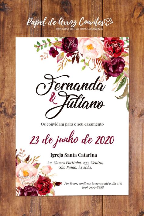 Floral Convite Casamento Editavel O Organizando Meu Casamento Resolveu