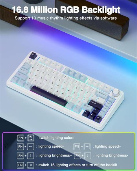 AULA F75 75 Wireless Mechanical Gasket Mount Reaper Switche Hot Swappable Keyboard White Blue