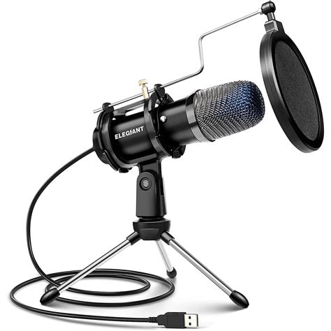 USB Condenser Microphone, ELEGIANT Gaming Microphone with Tripod Stand ...