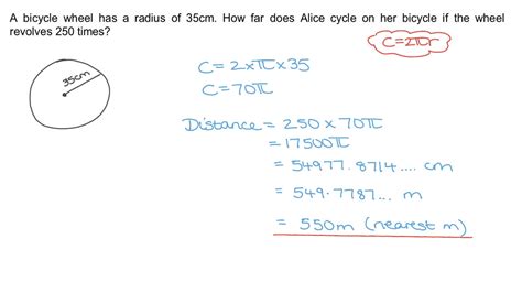 Question Video Finding The Distance Cycled Given The Radius Of The