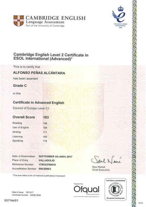 Certificate In Advanced English Level C By Alfonso Pe As Alc Ntara