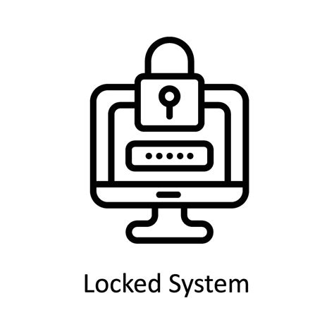 Locked System Vector Outline Icon Design Illustration Cyber Security