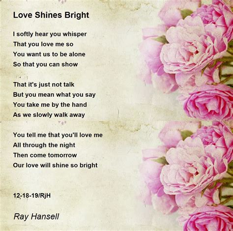 Love Shines Bright Love Shines Bright Poem By Ray Hansell