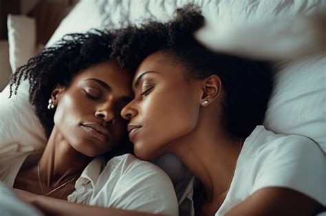 Premium AI Image Two Happy Afro Women Sleep In Bed A Lesbian Couple