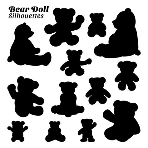 Collection of teddy bear silhouette illustrations 35904391 Vector Art ...