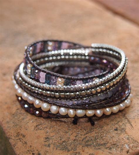 Amethyst Mix Wrap Bracelet 5 Times Wrap Boho Bracelet