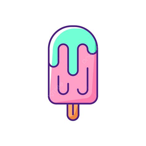 Fruit Juice Ice Pop Rgb Color Icon Thin Ice Cream Popsicle Vector Thin