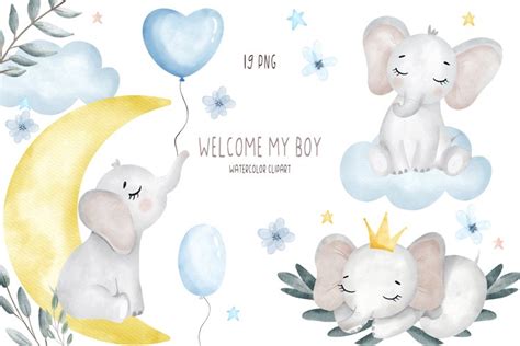 Aofoto X Ft Cute Baby Elephant Backdrop Baby Shower Birthday Party