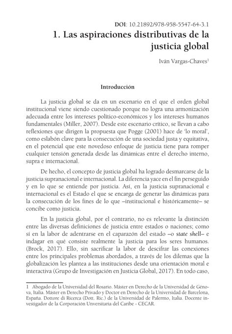 Pdf Las Aspiraciones Distributivas De La Justicia Global