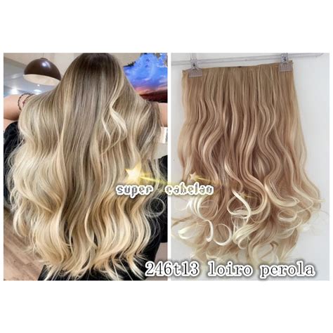 Cabelo Aplique Tic Tac Cor T Ondulado Loiro Perola Mechas Luzes