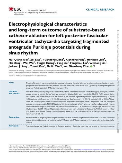 Pdf Electrophysiological Characteristics And Long Term Outcome Of