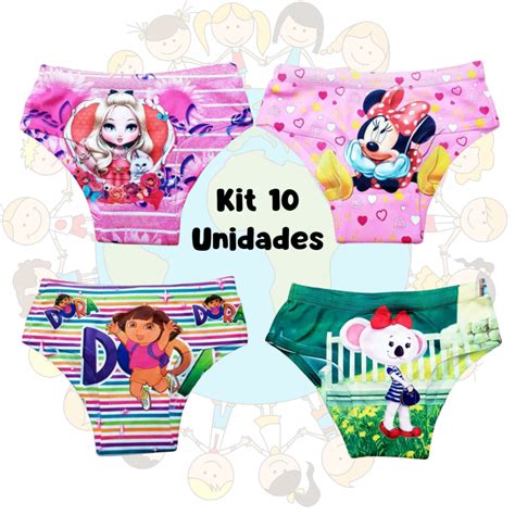 Kit Calcinhas Infantil Sublimada Personagens Shopee Brasil