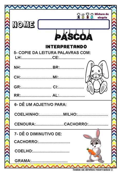 Texto Sobre A Pascoa Com Interpretação 2 Ano - PÁSCOA - TEXTO COM INTERPRETAÇÃO 1º/2º ANO - Mistura de Alegria