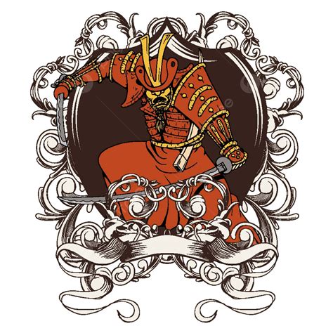 Emblema Vintage Vectorial Con Samurai Png Cl Sico Jap N Chico Png Y