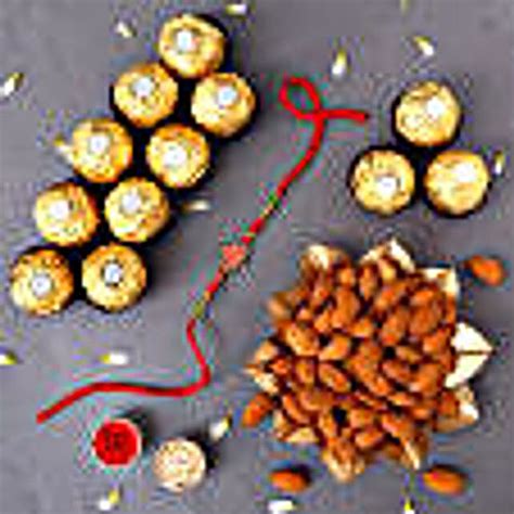 Sneh Leaf Rakhi With Almonds Ferrero Rocher Usa Gift Sneh Leaf