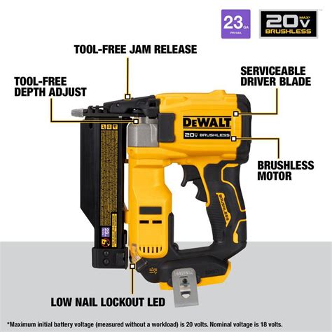 Dewalt Dcn623b Atomic 20v Max Lithium Ion Cordless 23 Gauge Pin Nailer