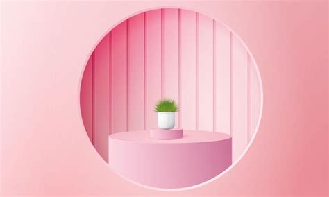 Premium Vector 3d Geometric Pink Podium With Copy Space Area For