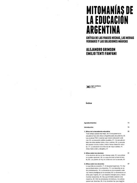 B Compl Mitomanías De La Educación Argentina A Grimson T Fanfani