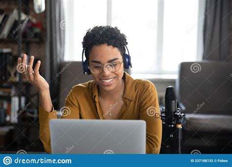 Happy Beautiful Millennial African American Woman Holding Video Call