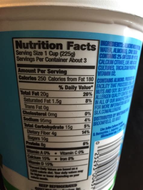 Silk Almond Milk Nutrition Facts