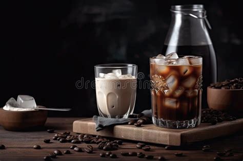 Refreshing Glass Of Iced Coffee With Milk And Sugar Stock Image Image