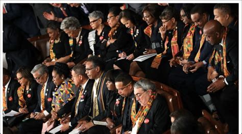 Members of the Congressional Black Caucus wearing kente on Jan 30, 2018 ...