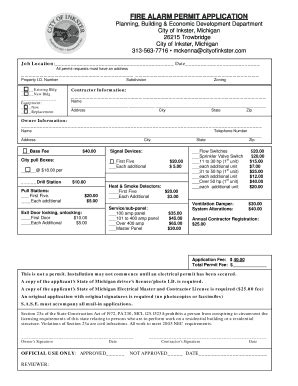 Fillable Online Application For Fire Alarm Permit Fax Email Print