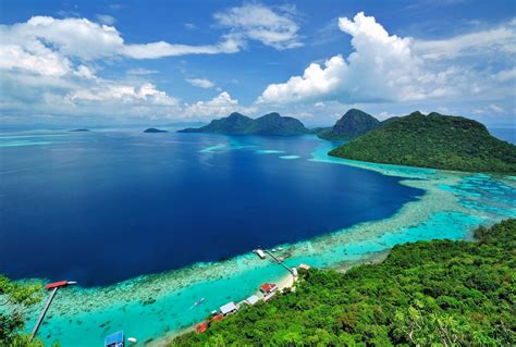 4K, Bohey Dulang Island, Malaysia, Tropics, Sea, Mountains, Scenery
