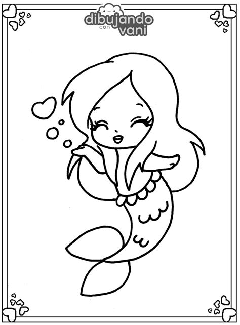 Dibujo De Sirena Kawaii Para Imprimir