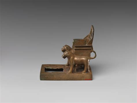 God S Throne Supported By Two Striding Lions Ptolemaic Period The