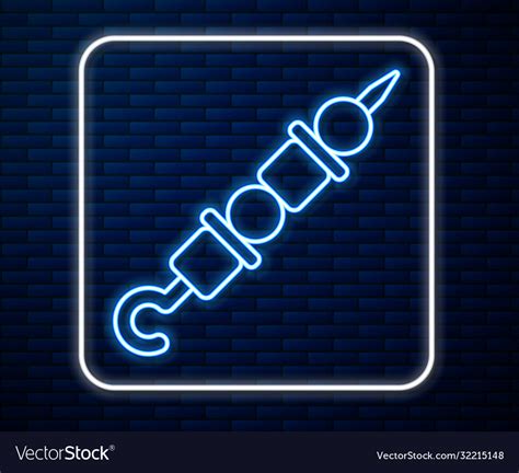 Glowing Neon Line Grilled Shish Kebab On Skewer Vector Image