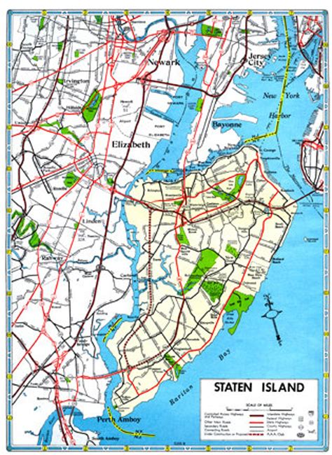 Staten Island Map Vintage S Art Illustration New York City Nyc