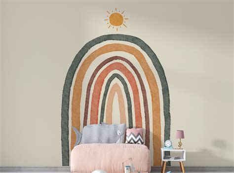 Boho Nursery Rainbow Print Wallpaper | Giffywalls