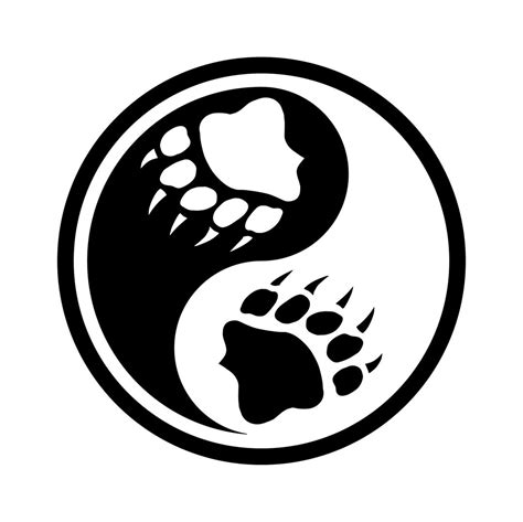 Ying Yang Bear Paw Vinyl Decal Etsy