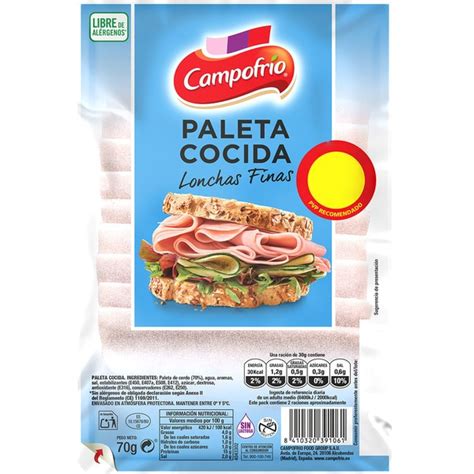 Paleta Cocida En Lonchas Finas Sin Gluten Sin Lactosa Envase 70 G