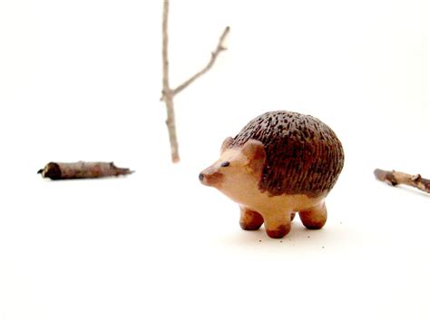 Hedgehog Miniature Figurine Polymer Clay Hedgehog by PossumTree