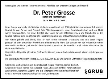 Traueranzeigen Von Peter Grosse Stuttgart Gedenkt De