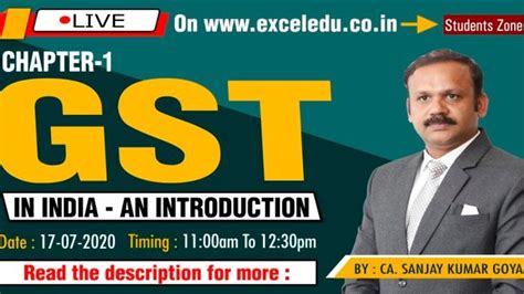 Gst Class Chapter Gst In India An Introduction Youtube