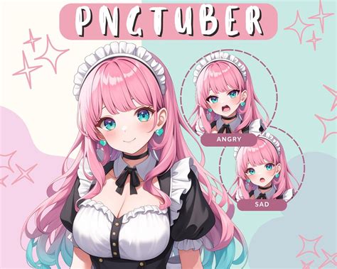 Pngtuber Model Cute Girl With French Maid Costume Pink Hair Veadotube