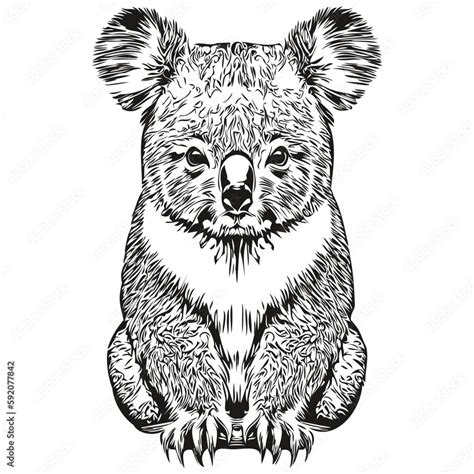 Engrave Koala illustration in vintage hand drawing style koala bear ...