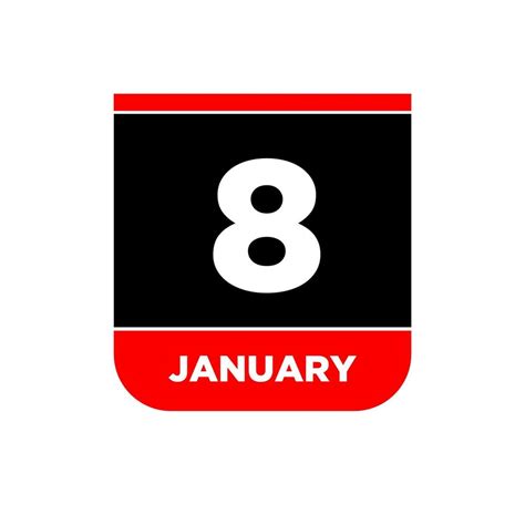 8 January vector calendar vector icon. 8 Jan card. 21927609 Vector Art ...