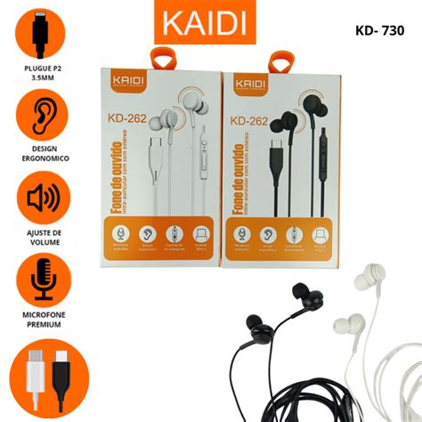 Fone De Ouvido Tipo C Kaidi Intra Auricular Som Est Reo Fone