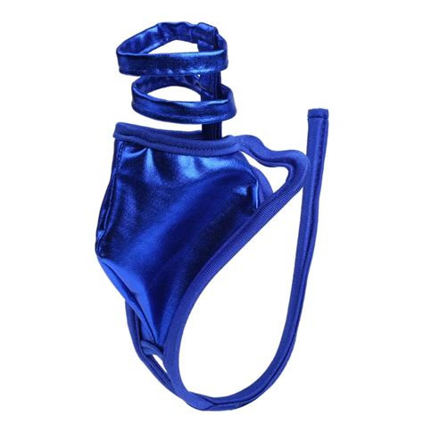 Sous vêtements en Latex pour hommes Lingerie masculine en cuir verni sans entrejambe c string