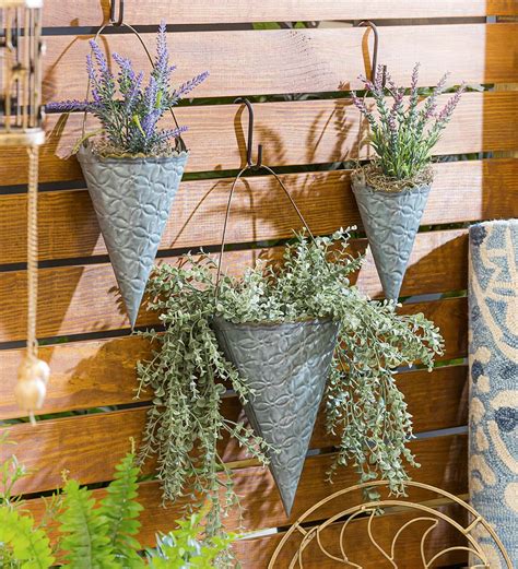 Hanging Metal Cone Planters Wind And Weather