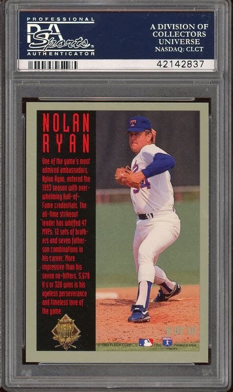 1993 Fleer Final Edition Diamond Tribute Baseball 6 Nolan Ryan PSA 10