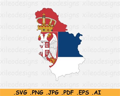 Serbia Map Flag SVG Serbian Flag Map SVG Country Nation - Etsy