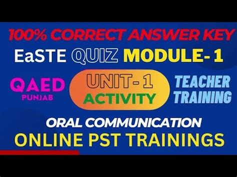 EaSTE All Solved Questions Module 1 Unit 1 QAED Training PST YouTube