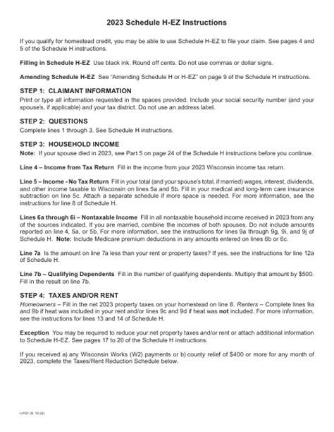 Download Instructions For Form I 015i Schedule H Ez Wisconsin Homestead Credit Pdf 2023 2021