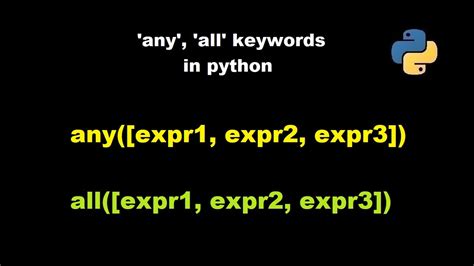 Any All Keywords In Python Youtube